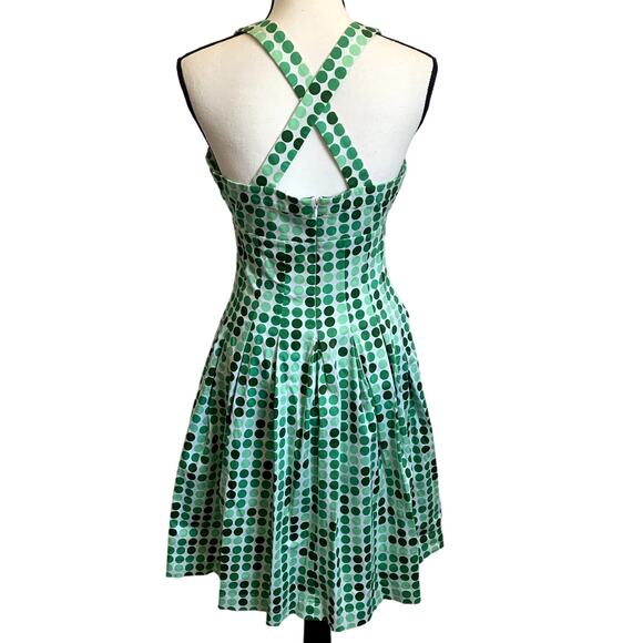 Calvin Klein Retro Inspired Polka Dot Dress in Green - Picture 2 of 8